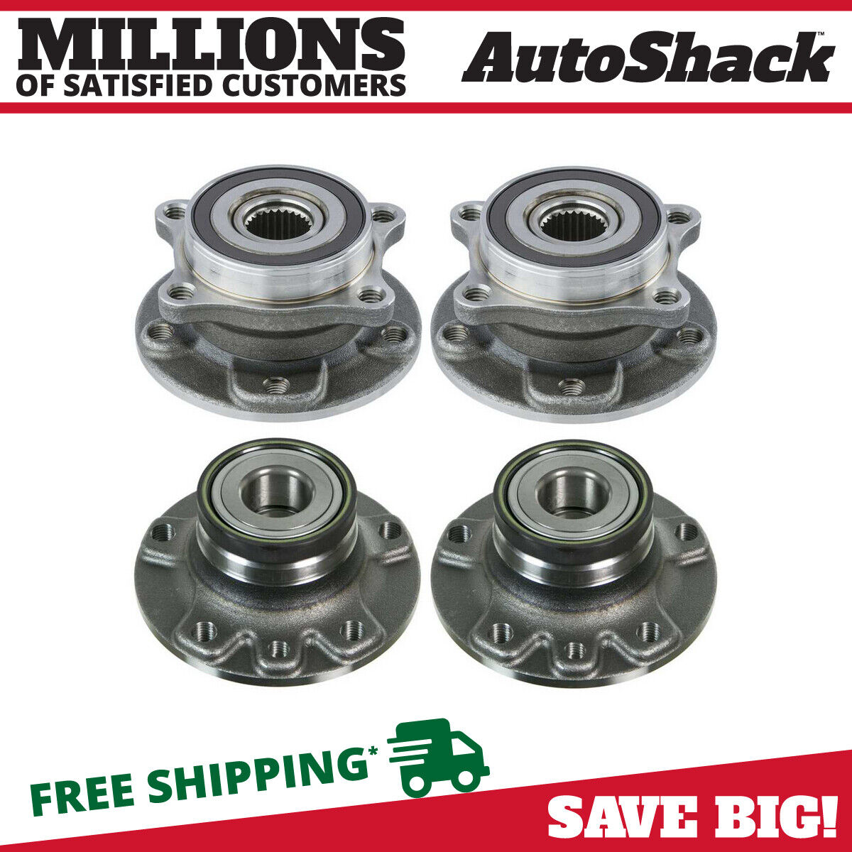 Front and Rear Wheel Hub Bearings Set of 4 for 2013-2016 Dodge Dart 2.0L 2.4L