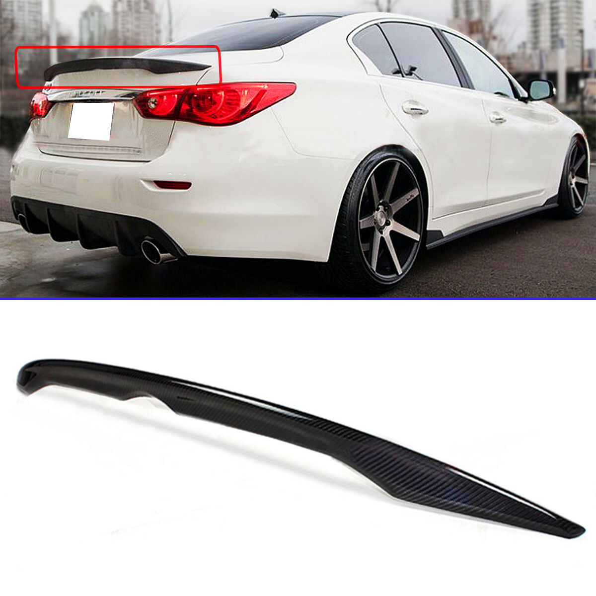 Real Carbon Fiber Trunk Spoiler Wing OE Style For 2014-2017 INFINITI Q50 Q50S