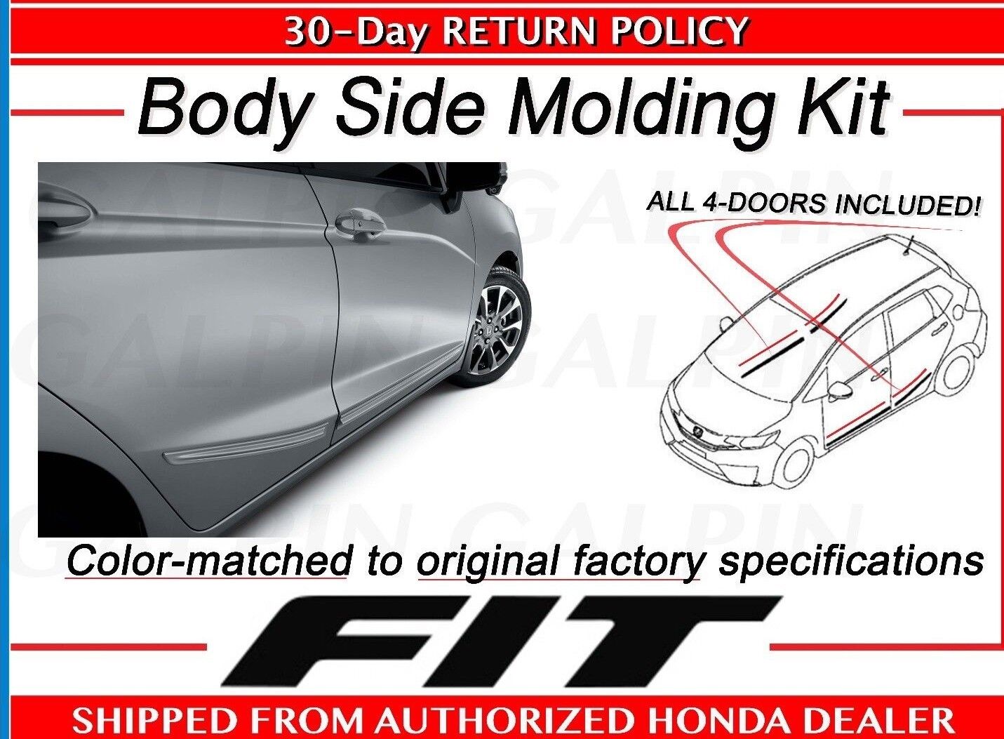 Genuine OEM Honda Fit Body Side Molding Kit  2015 - 2019