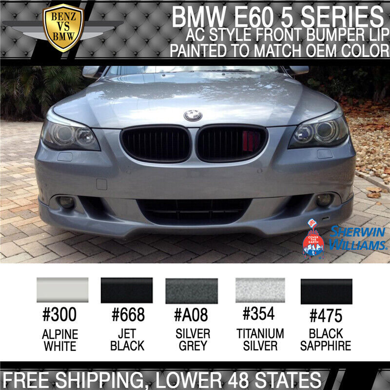 Fits 2004-2007 BMW E60 5-Series AC Style Front Bumper Lip Painted Color
