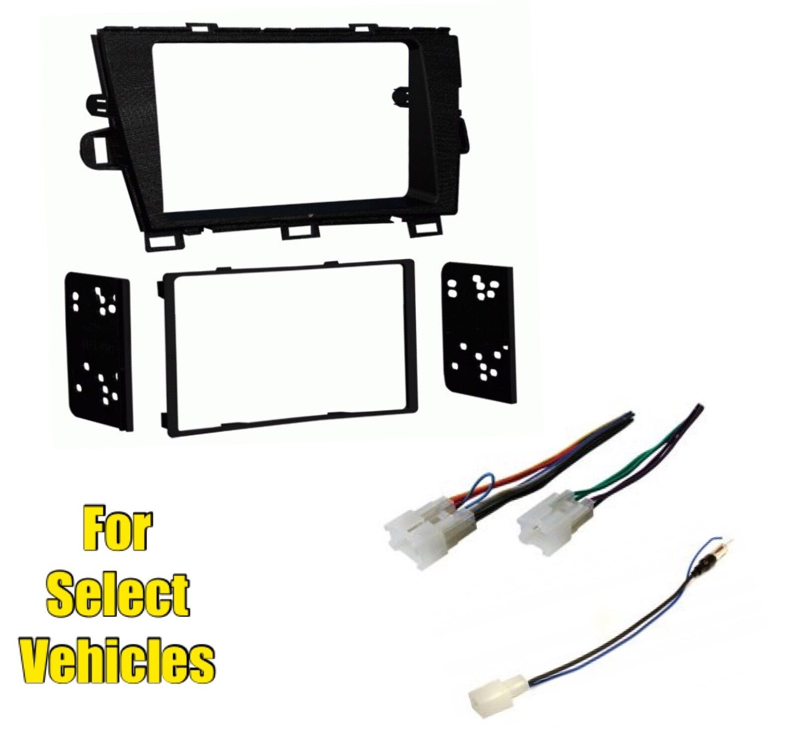 Car Stereo Radio Dash Install Mount Bezel Face Kit Combo for 12-15 Toyota Prius