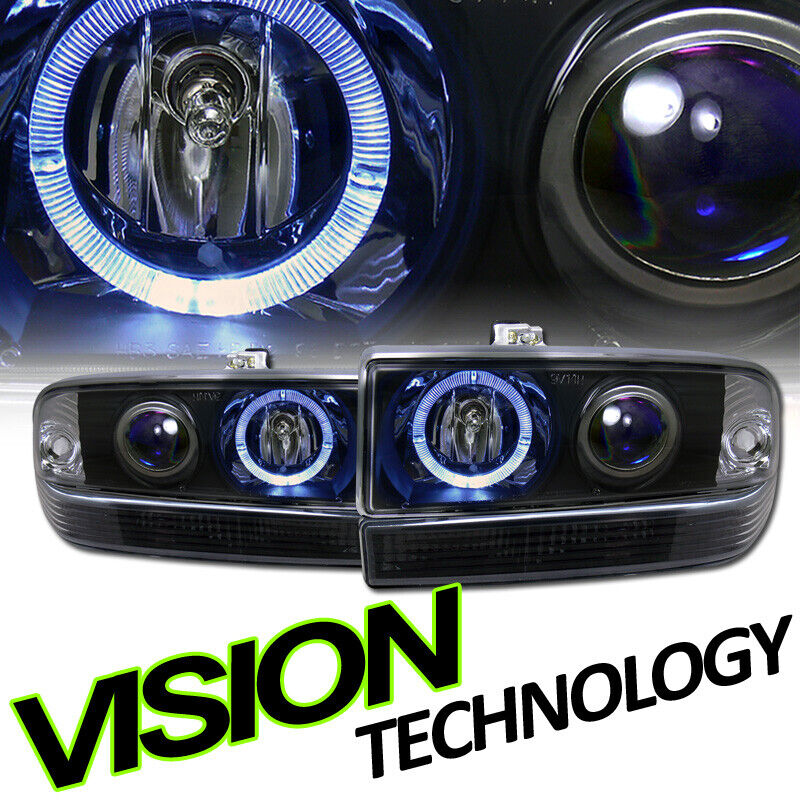 Black Halo Projector Headlights Ks+Bumper Signal K2 For 98-04 S10 Pickup Blazer