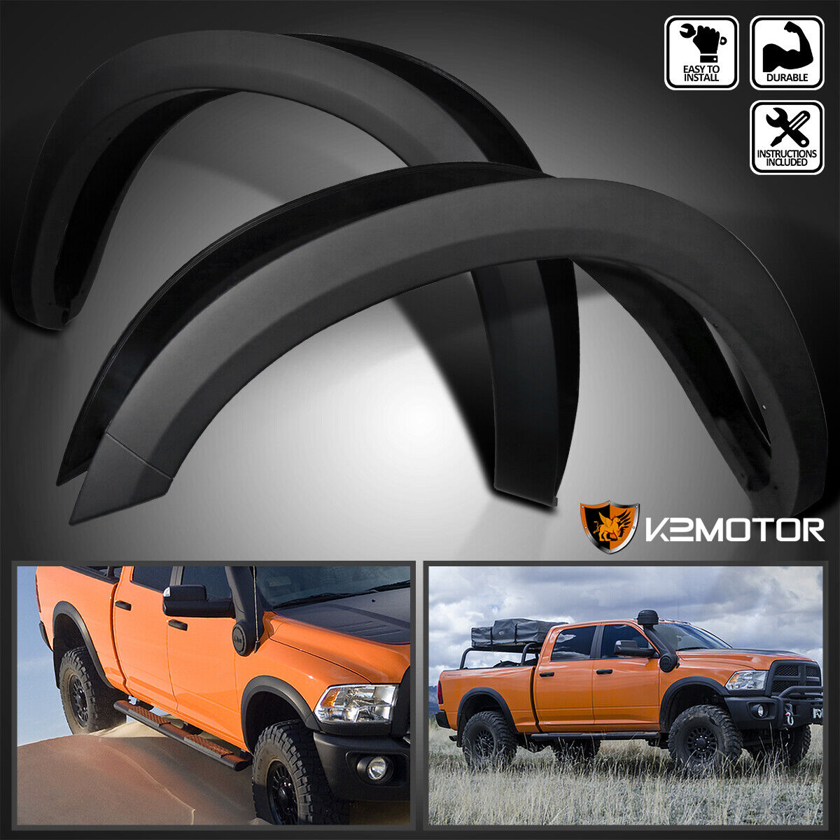 Fits 2010-2017 Dodge Ram 2500 3500 Factory Bolt On Fender Flares Smooth Covers