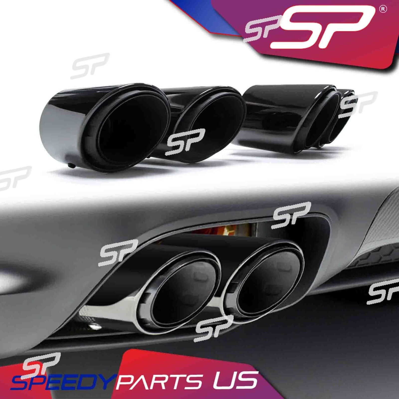 For 2019-2023 Porsche Cayenne Base Gas Black Sport Exhaust Tips Tailpipes