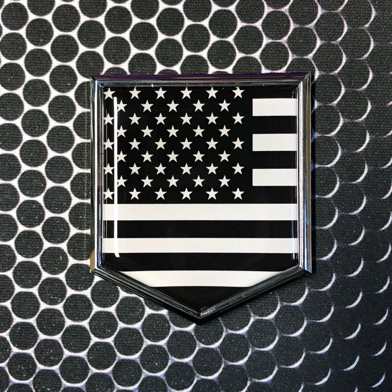 USA America Flag MONOCHROME Domed CHROME Emblem Car 3D Sticker 2