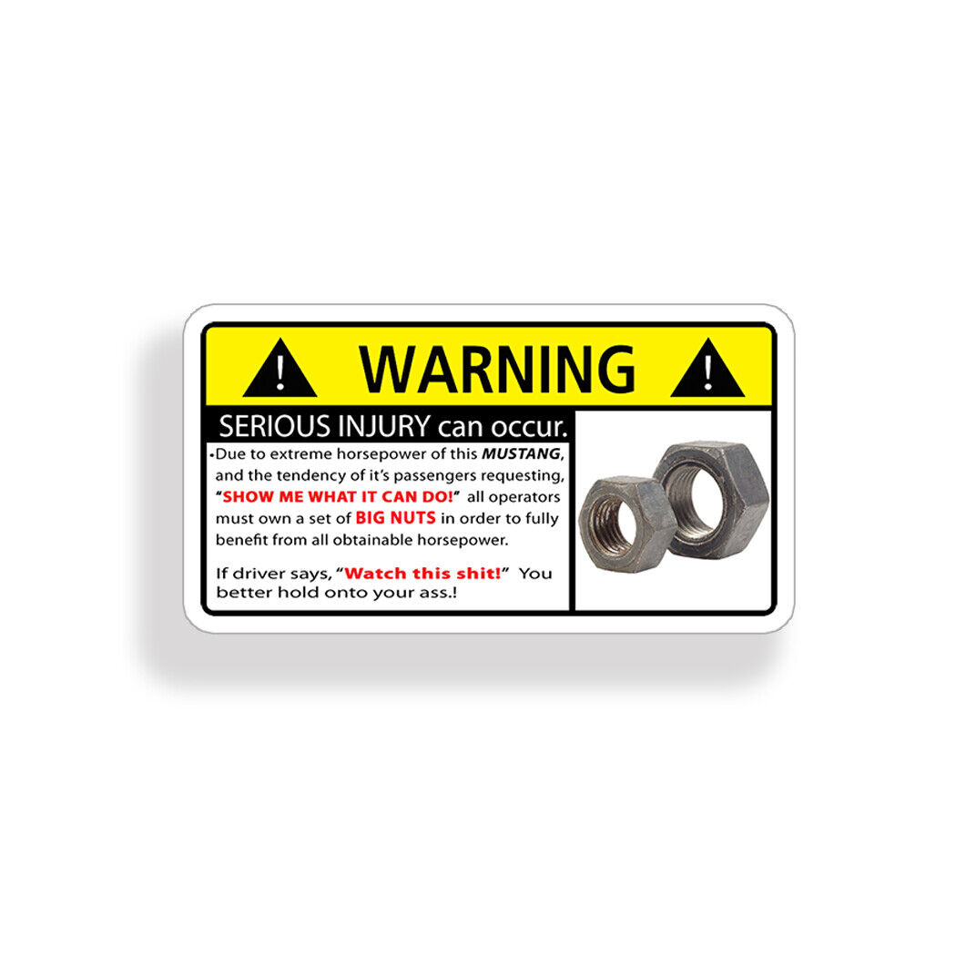 Funny MUSTANG NUTS Extreme Horsepower Warning Sticker Car Vehicle Decal Graphic
