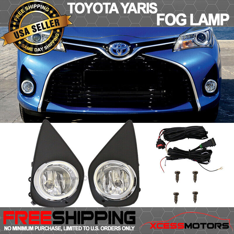 Fit 15-17 Toyota Yaris Front Fog Lamp Light Pair Kit LH RH Clear Lens