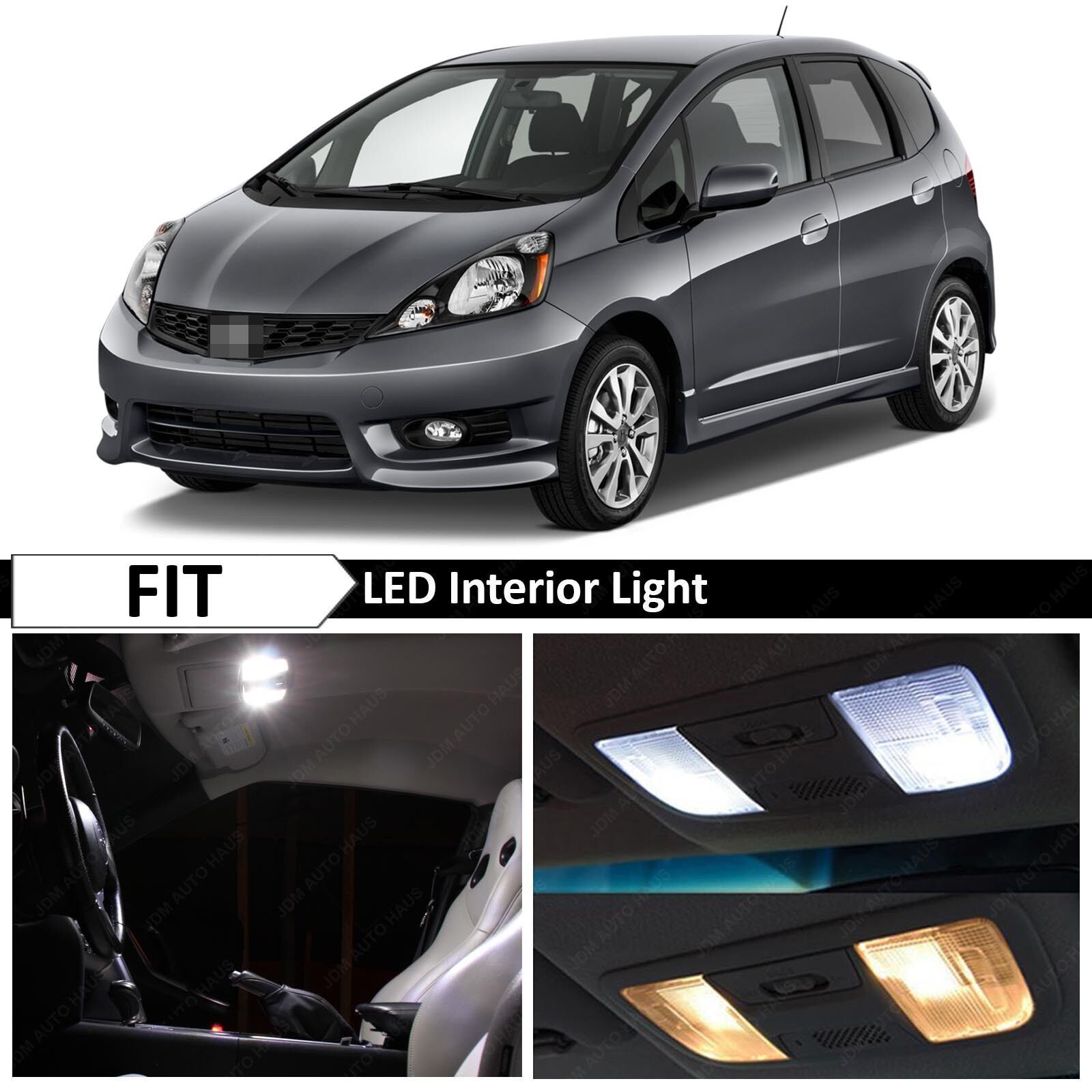 8x White LED Lights Interior Package Kit Fits 2009-2013 Honda Fit Jazz