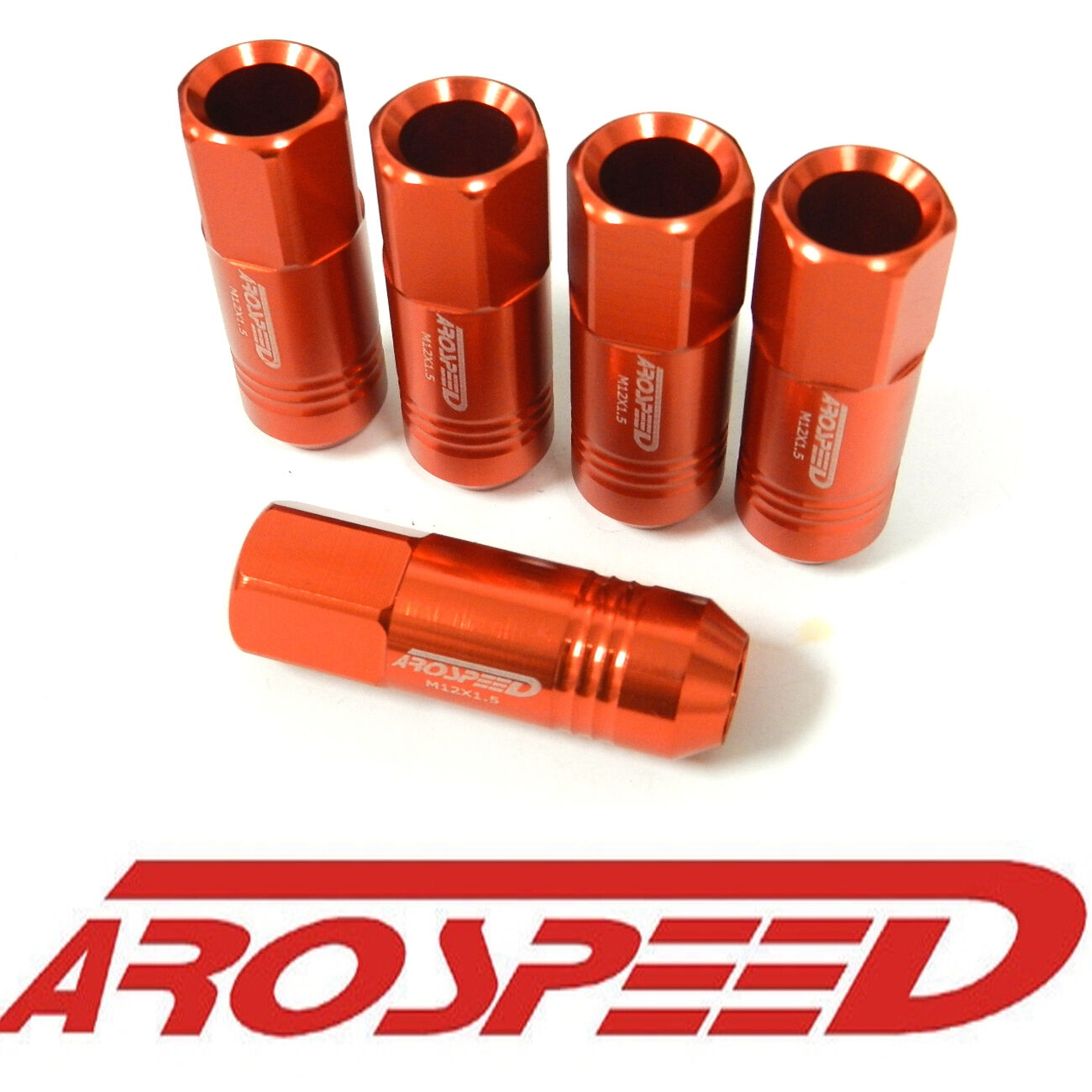 20PC 12X1.25MM 60MM EXTENDED FORGED ALUMINUM TUNER RACING LUG NUT ORANGE
