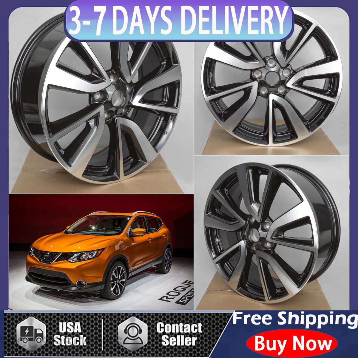 NEW 19 INCH REPLACEMENT ALLOY WHEEL FOR NISSAN ROGUE SPORT 2017-2020 RIM 62748
