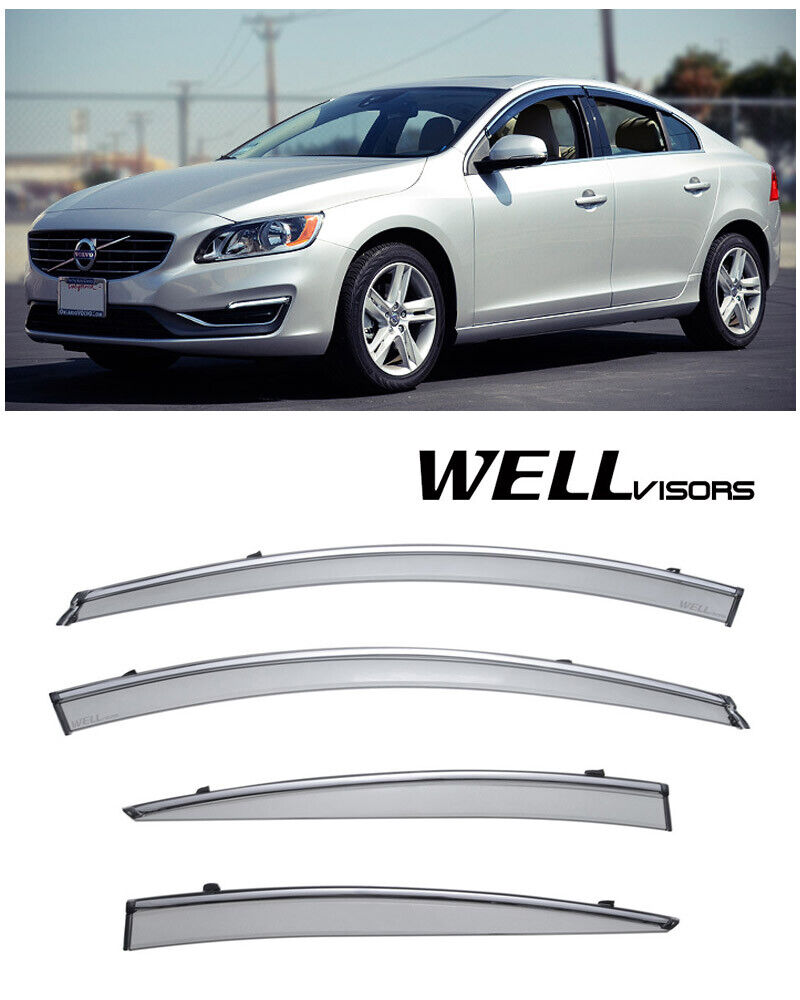 For 11-UP Volvo S60 WellVisors Side Window Visors W/ Chrome Trim