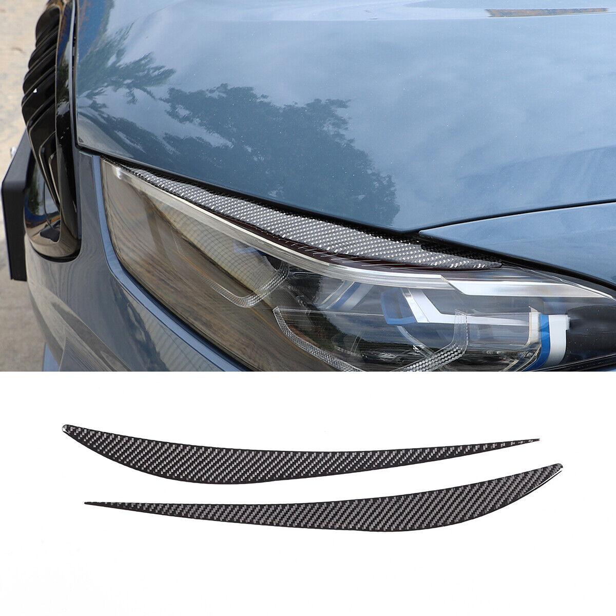 Carbon Fiber Headlight eyebrow Scuff Trim Cover Fits BMW 8 series 840i 2020-2022