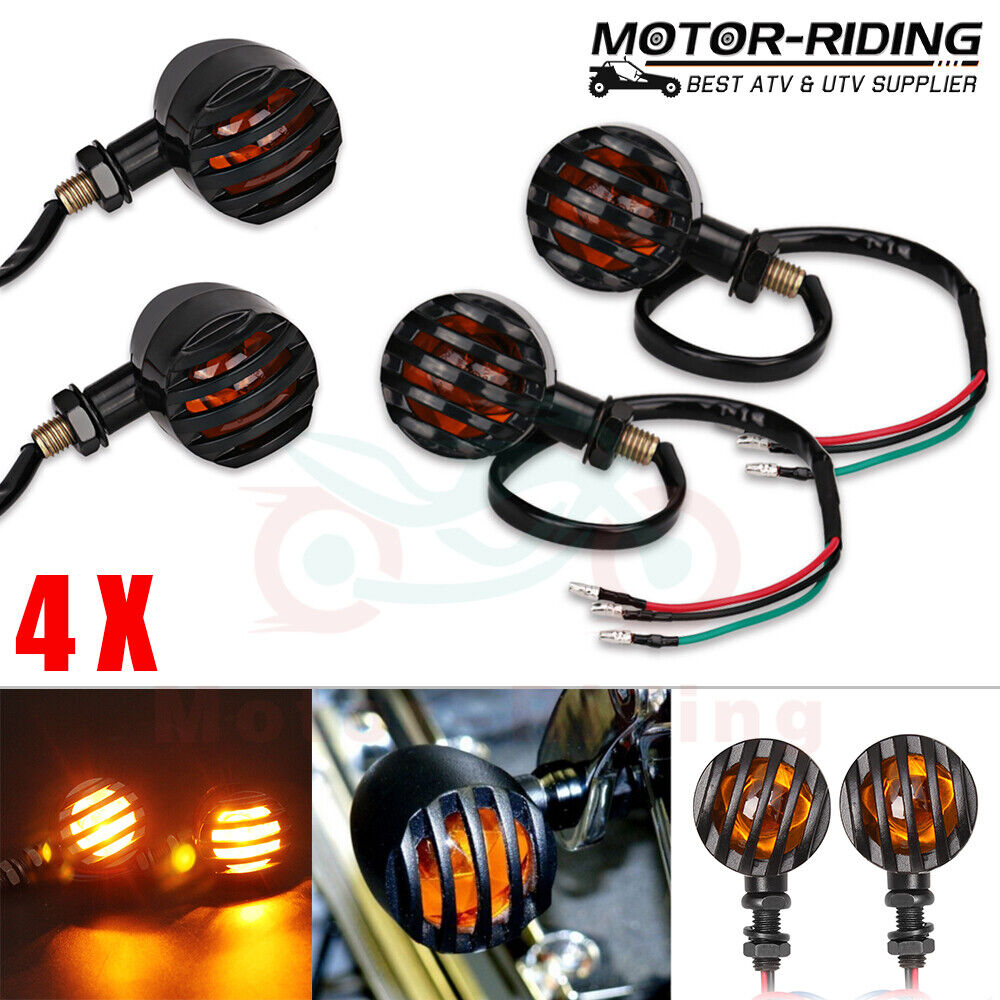 4x Black Motorcycle LED Turn Signal Blinker Lights For Harley Sportster 1200 883