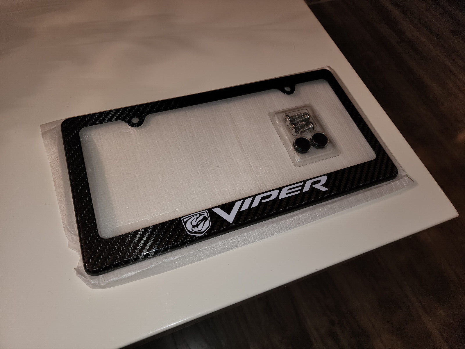 (White) Viper 100% Carbon Fiber License Plate Frame Premium 2013 - Present