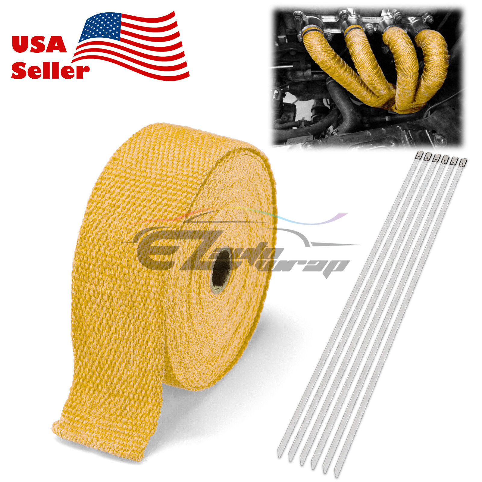 Yellow Exhaust Pipe Insulation Thermal Heat Wrap 2\