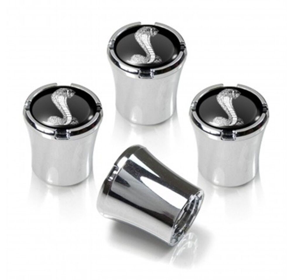 Shelby Cobra Black and Silver Tire Valve Stem Caps Set of 4 Mustang MADE IN USA