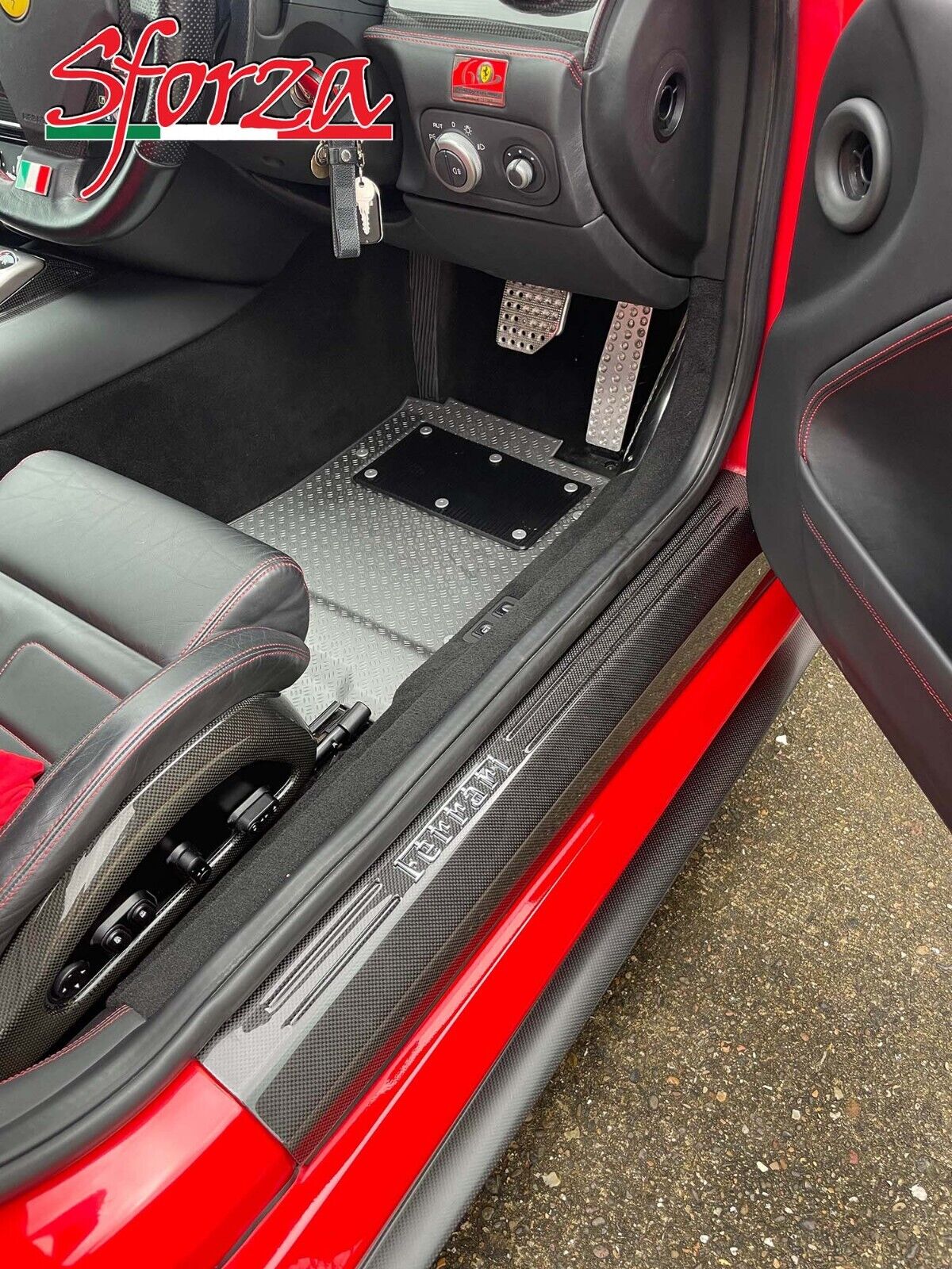 Ferrari 599 GTB Carbon Fiber Kickplates door sills with oem badges