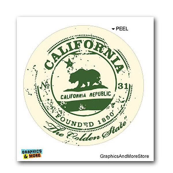 CA California Republic Travel Stamp Seal - Window Bumper Sticker