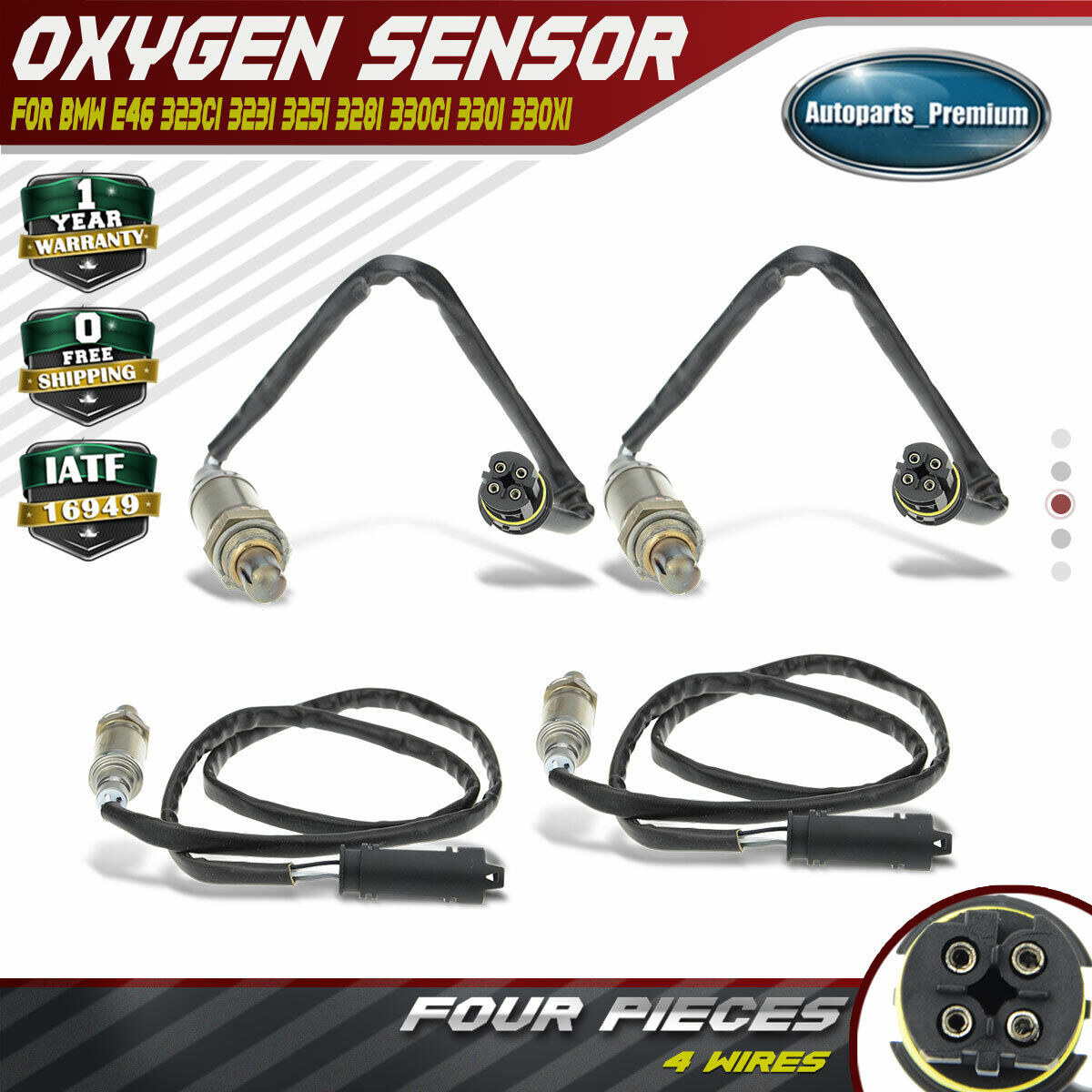 4x 02 O2 Oxygen Sensors for BMW E46 323i 325Ci 325i 325Xi 328i 330Ci 330i 330Xi