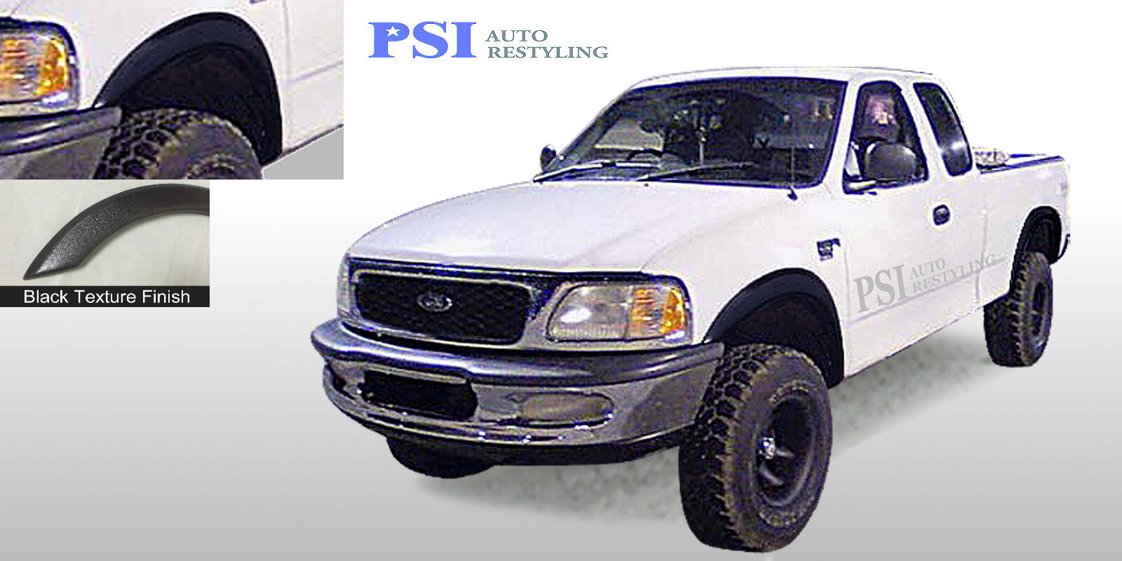 Black Textured Rugged Fender Flares 1997 - 2003 Ford F-150 ; Styleside Only 4pc