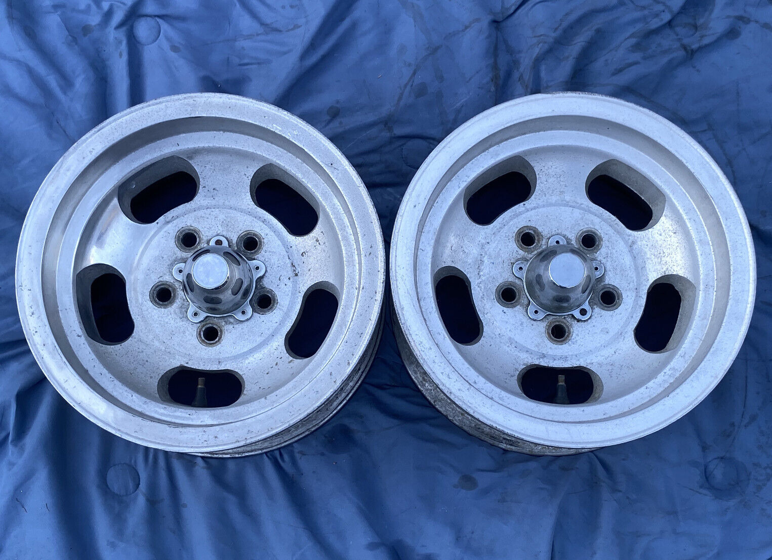 PAIR OF (2) 14x7” US INDY MAG WHEELS RIMS 5x4.75 CHEVY PONTIAC OLDS BUICK