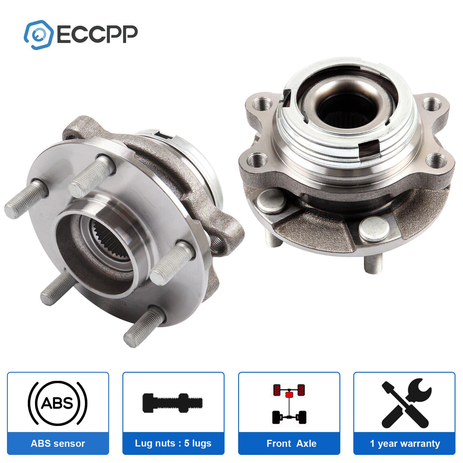 2 Pcs Wheel Hub Bearings Front For Nissan Altima Maxima Murano Pathfinder Quest