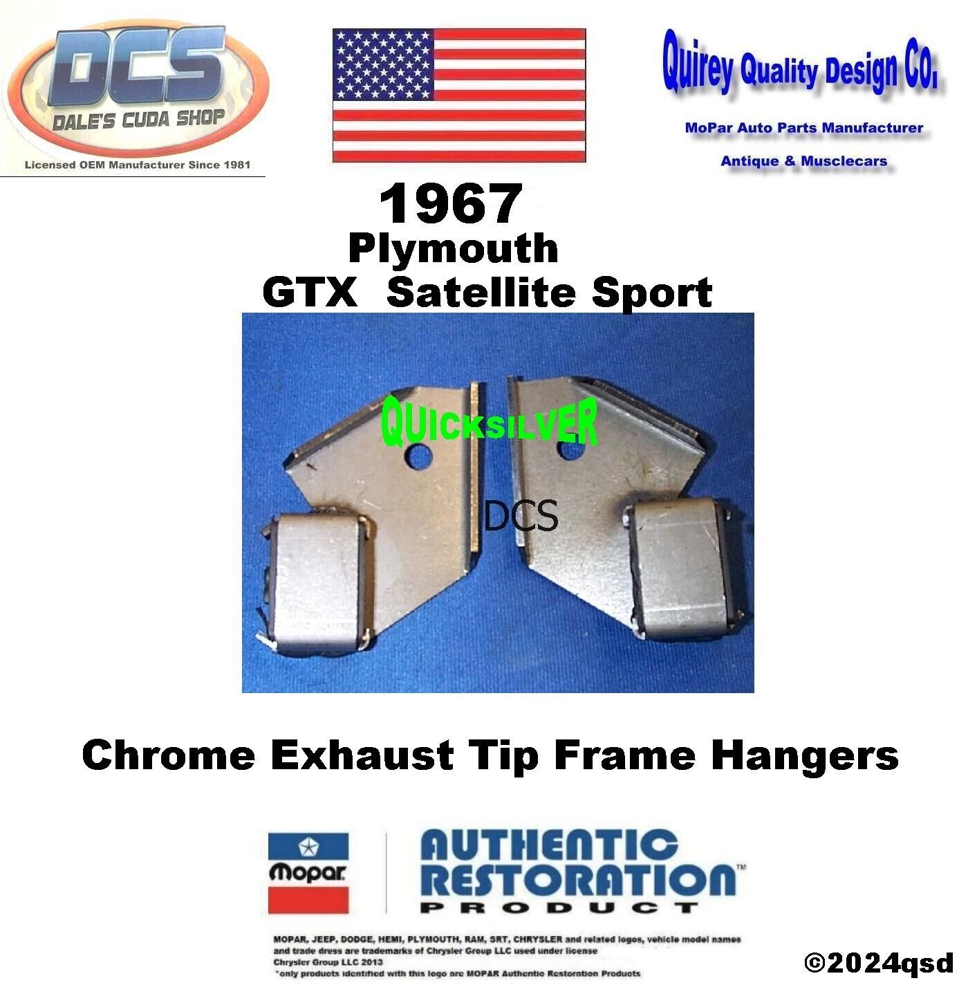 1967 GTX Satellite Sport Chrome Exhaust Tip Hangers 2856261 2  MoPar USA NEW