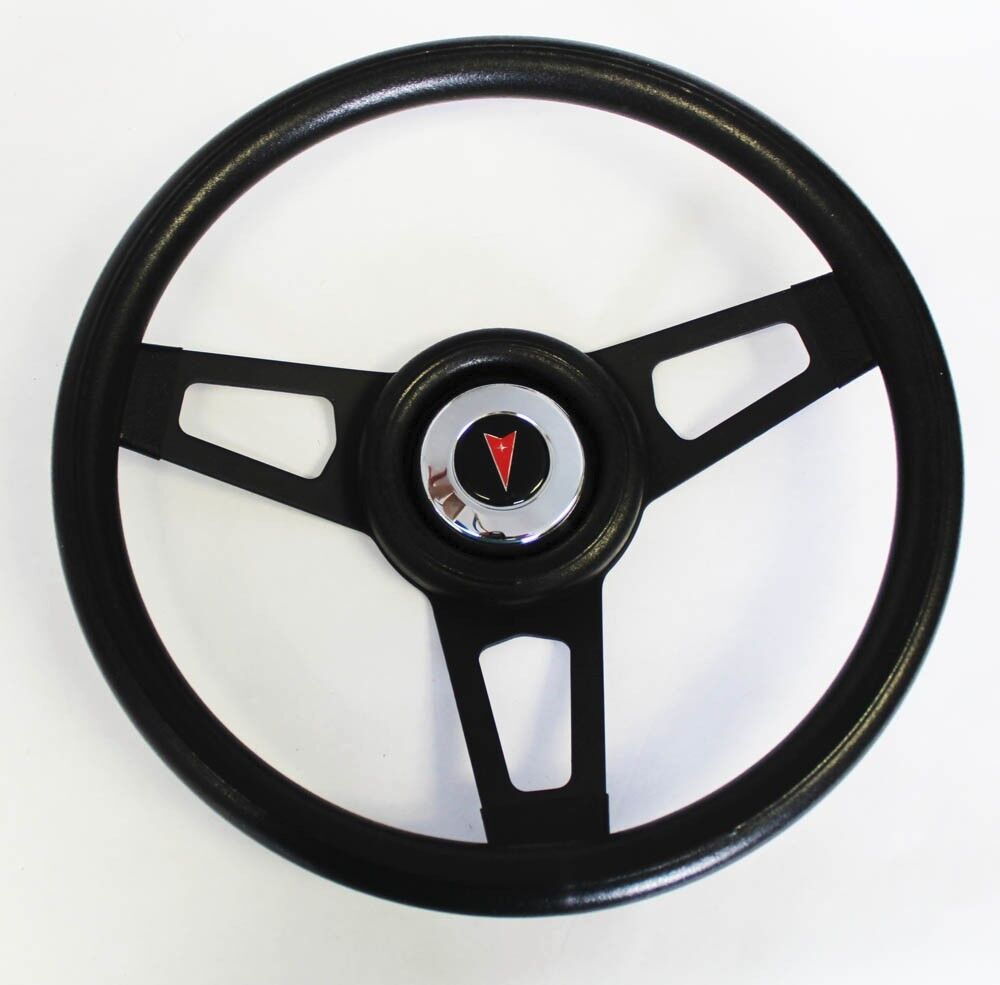 GTO Firebird Lemans Bonneville Grant Black Steering Wheel black spokes 13 3/4