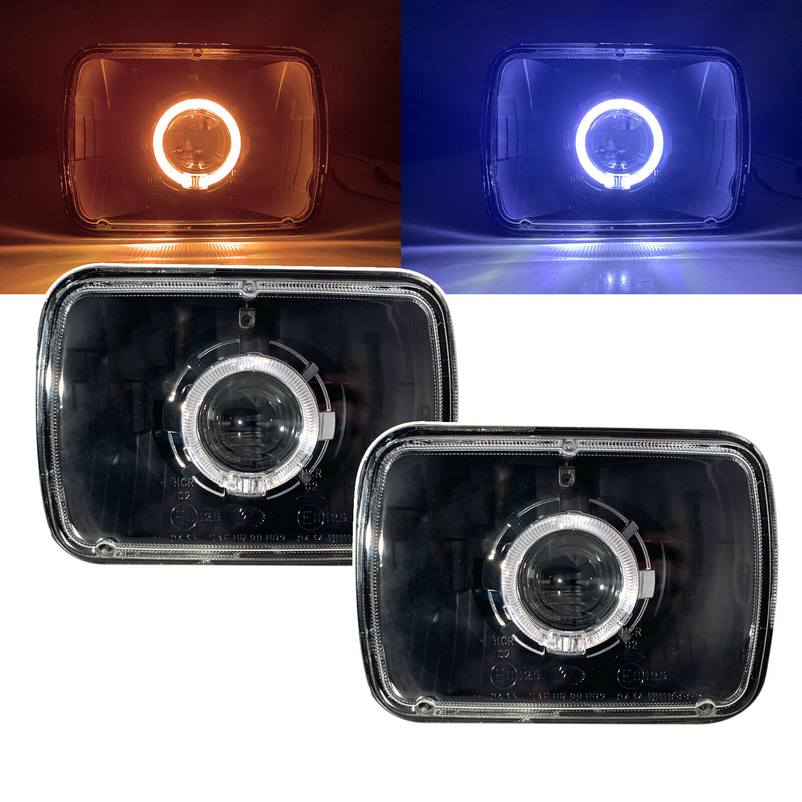 GVS 87-89 Hatchback 3D Guide LED Angel-Eye Projector Headlight BK for YUGO LHD