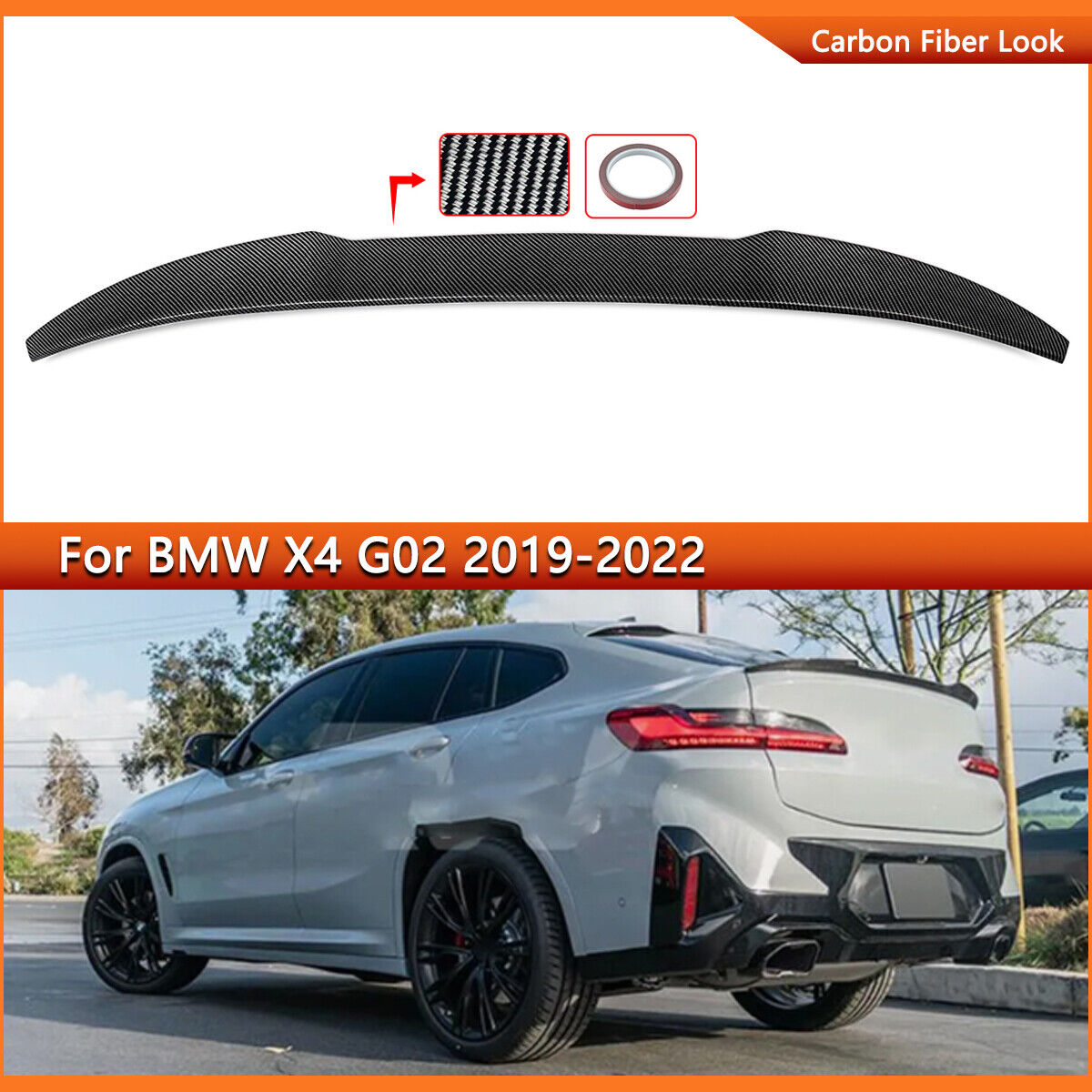 M4 Carbon Look Rear Trunk Spoiler Wing Lip For BMW X4 G02 M40i X4M F98 2019-2024