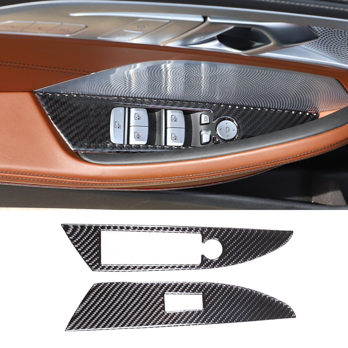 Interior Window Lift Panel Carbon Fiber Trim Set Fits BMW 840i 2-Door / M8 2020+