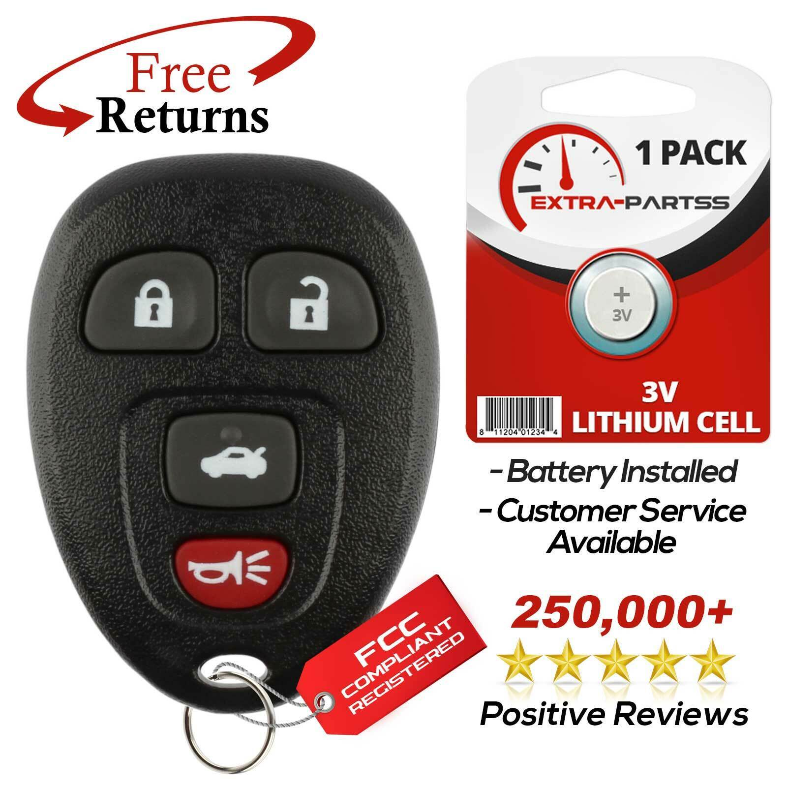 New Replacement Keyless Entry Remote Key Fob Clicker Transmitter for 15252034