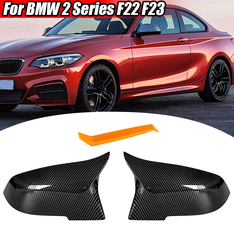 2PCS For BMW 2 Serier F22 Coupe F23 Carbon Fiber Black Side Rearview Mirror Caps