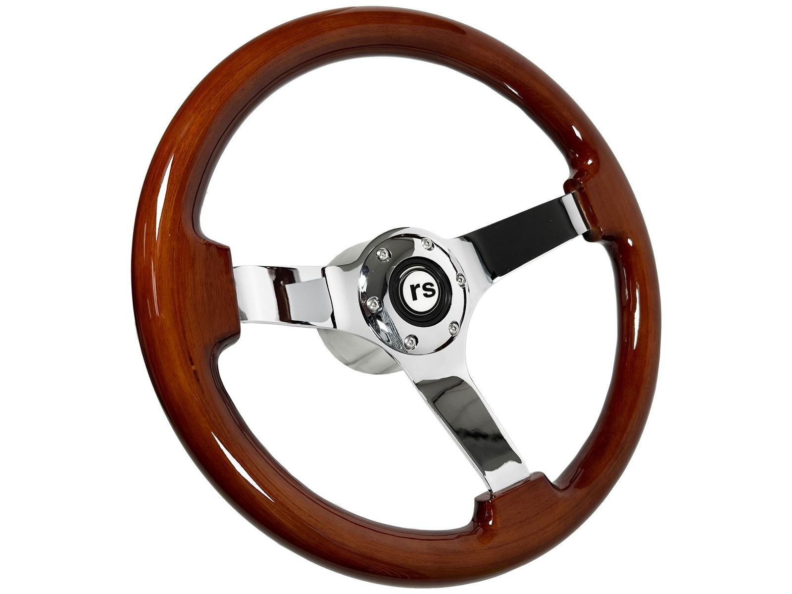 1969-89 Chevrolet Camaro RS 6 Bolt Mahogany Wood Steering Wheel Kit, White RS