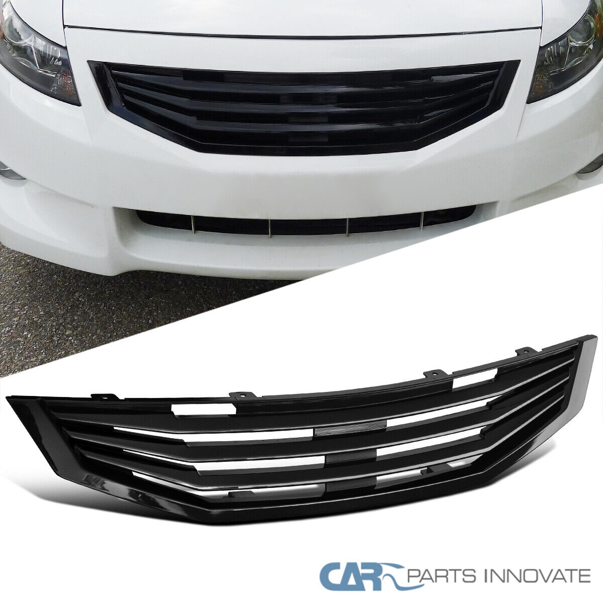 Fits Honda 08-10 Accord 2Dr Coupe Black Front Bumper Hood Grill Grille