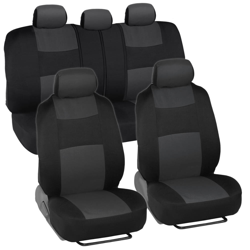 Car Seat Covers for Ford Fusion 2 Tone Charcoal & Black w/ Split Bench