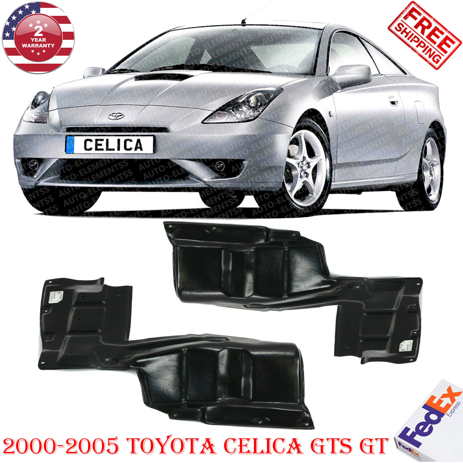 Right + Left Under Cover Engine Splash Shield For 2000-2005 Toyota Celica GTS GT