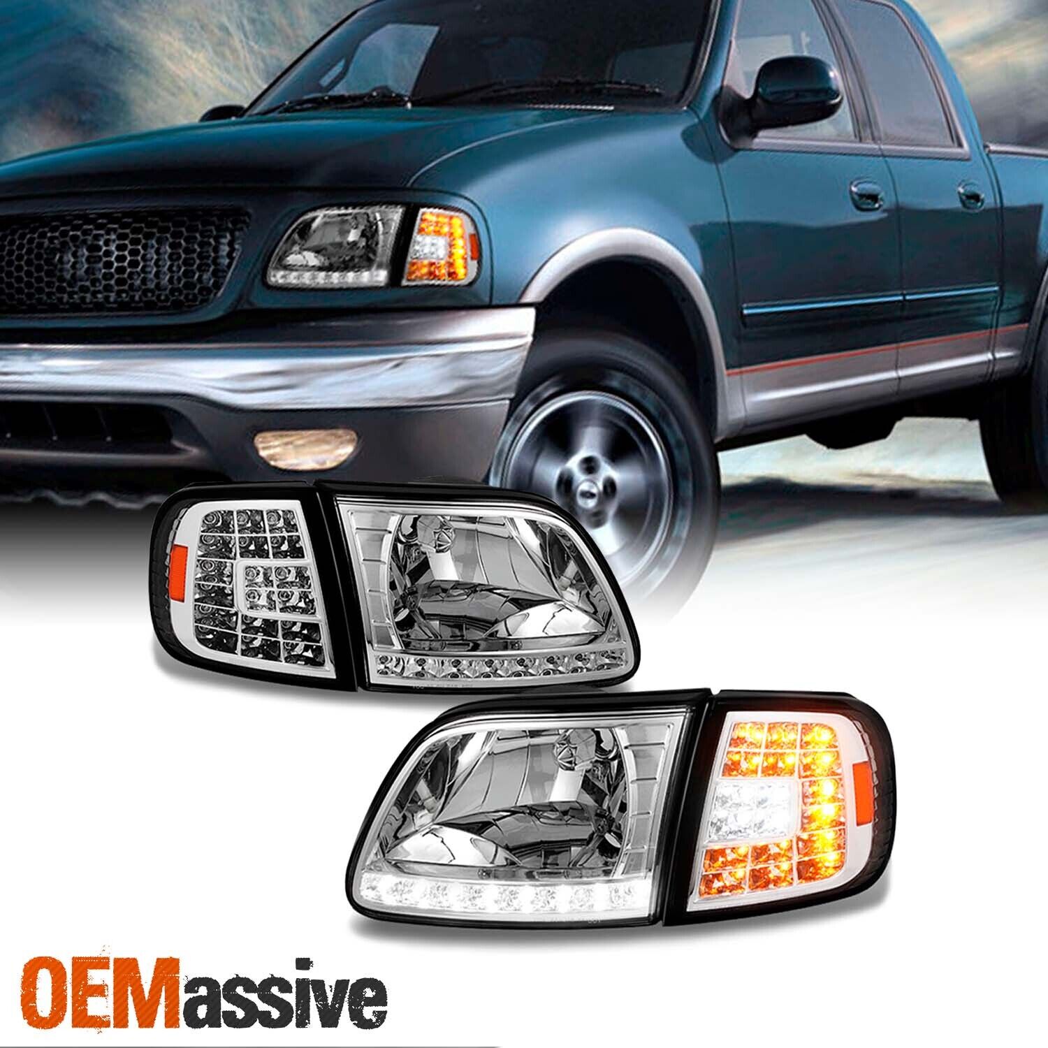 Fit 1997-2003 Ford F150 /97-02 Expedition Headlights +LED Corner Signal Lights
