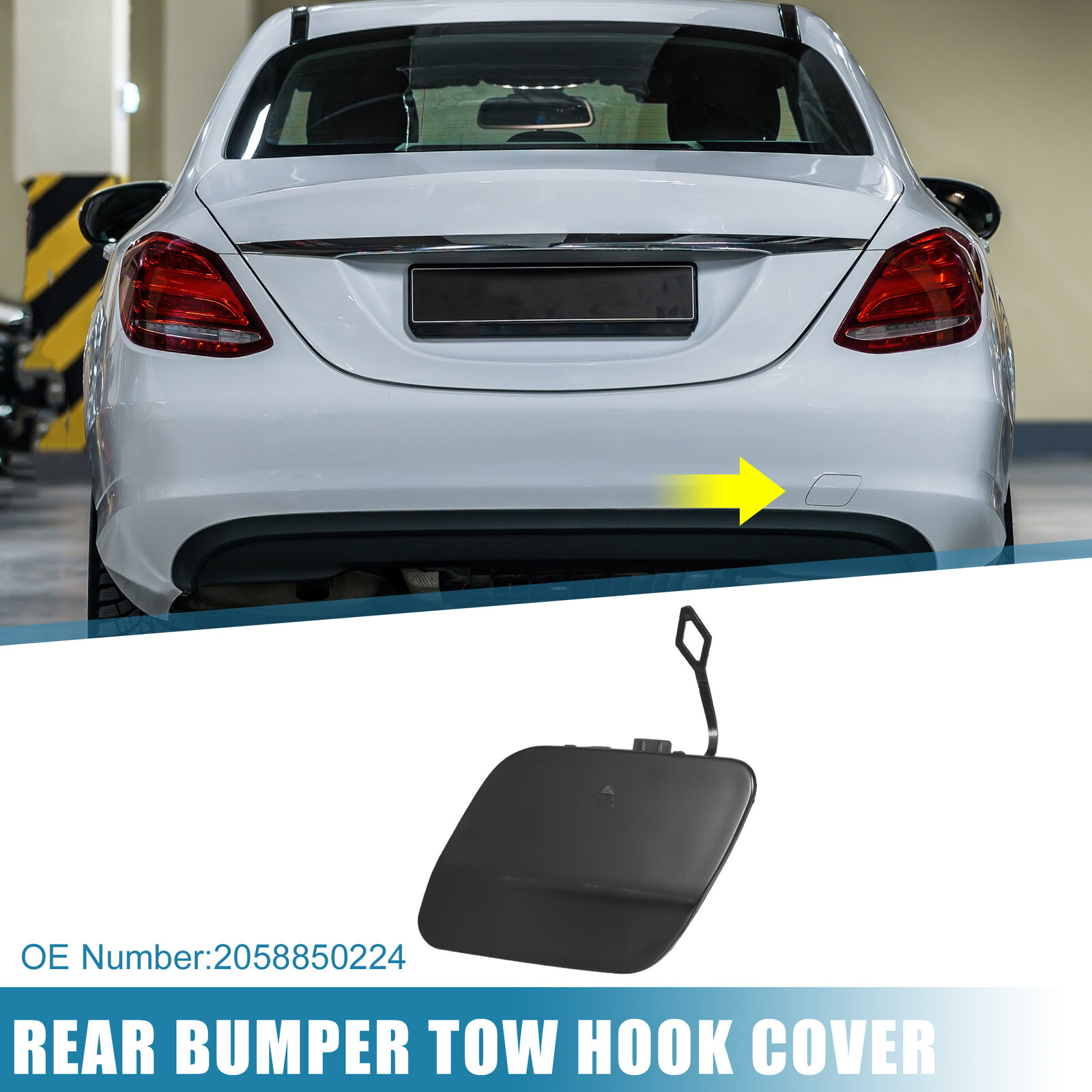 Rear Bumper Tow Hook Cover 2058850224 for Mercedes-Benz C300 C400 2015 Black