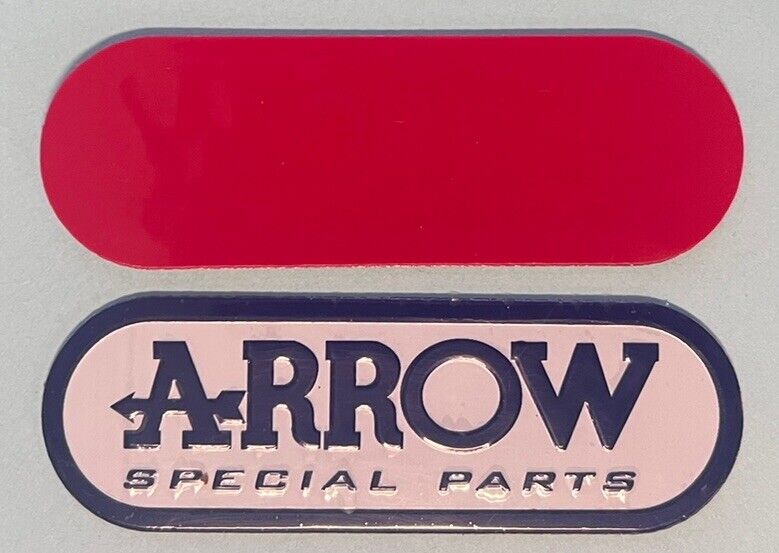 Arrow Special Parts Aluminum Exhaust Badge Heat Resistant.Size:3.75”X 1.33”inch.