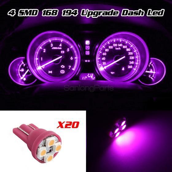 20x Pink Purple Gauge Instrument Cluster Speedometer Dash 4-SMD LED Light Bulbs