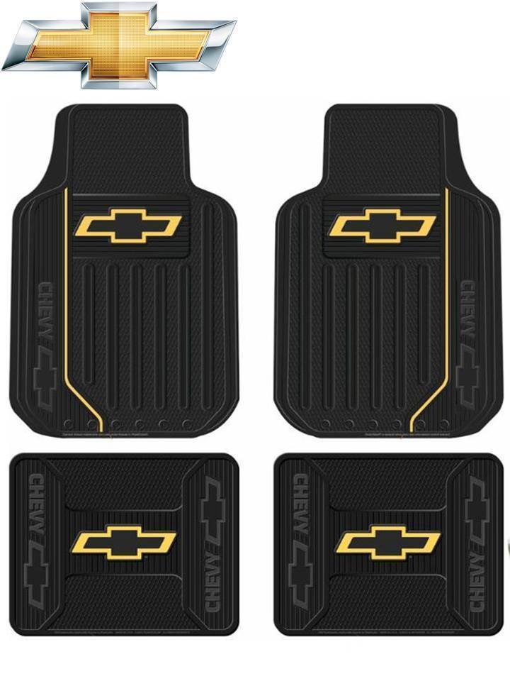 4 Pc Chevrolet Chevy Elite Front/Rear Rubber Floor Mats With Logo Fast Shipping