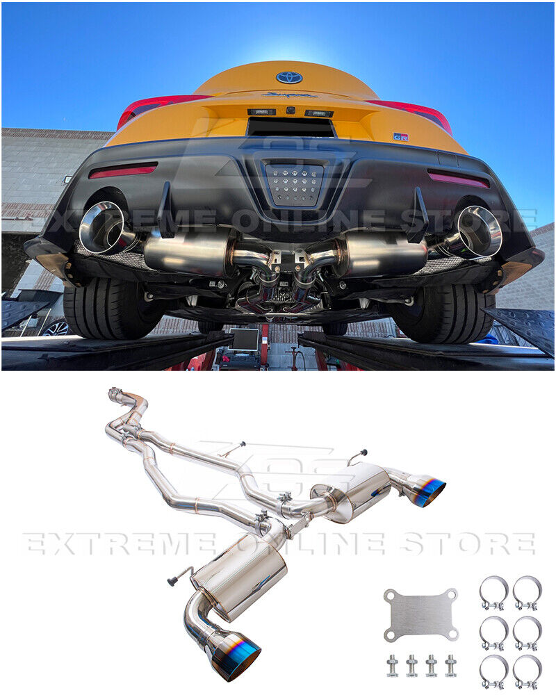 For 20-Up Toyota Supra A90 A91 | Non-Resonated Dual Burnt Tips Cat Back Exhaust
