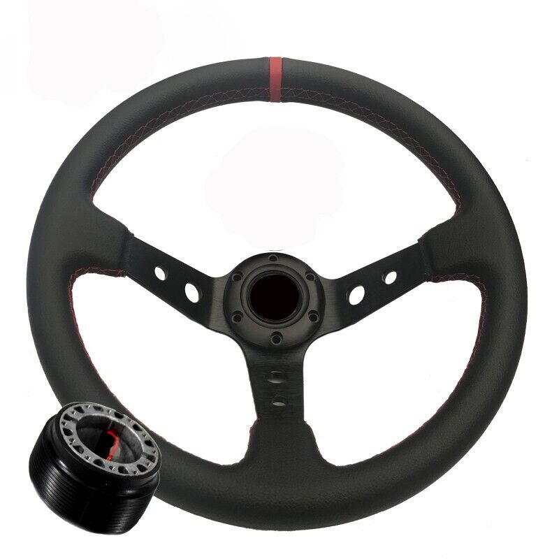 Fits Nissan 200SX Altima Maxima Hardbody Black Deep Dish Steering Wheel + Hub