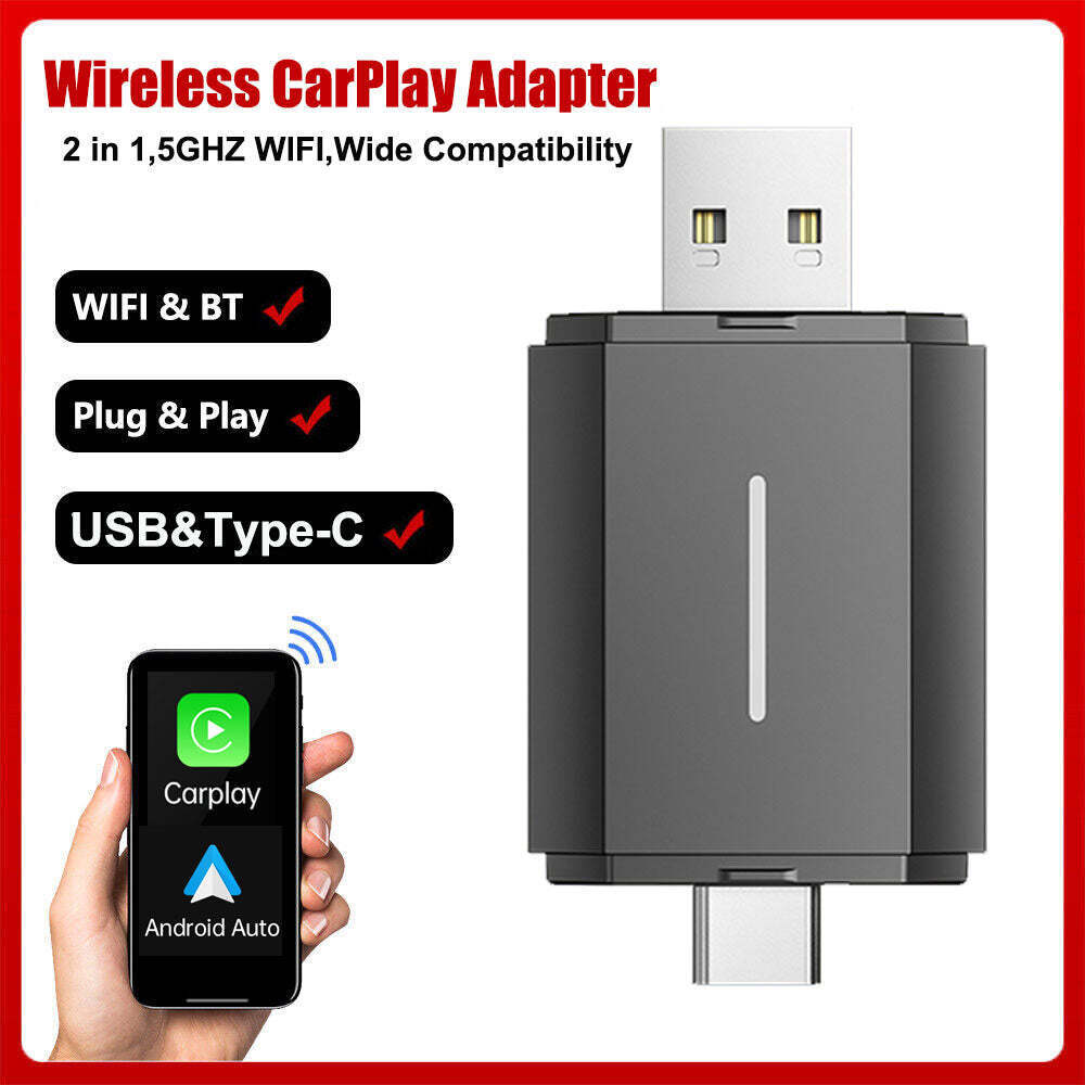 Wireless CarPlay Adapter Dongle USB Type-C For iOS Android Car Navigation Player