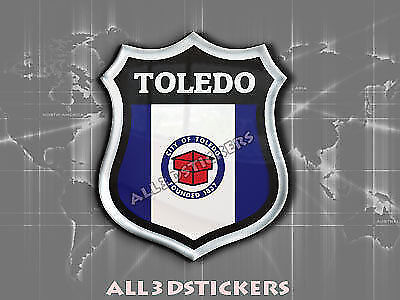 3D Emblem Sticker Resin Domed Flag Toledo - USA Adhesive Decal Vinyl