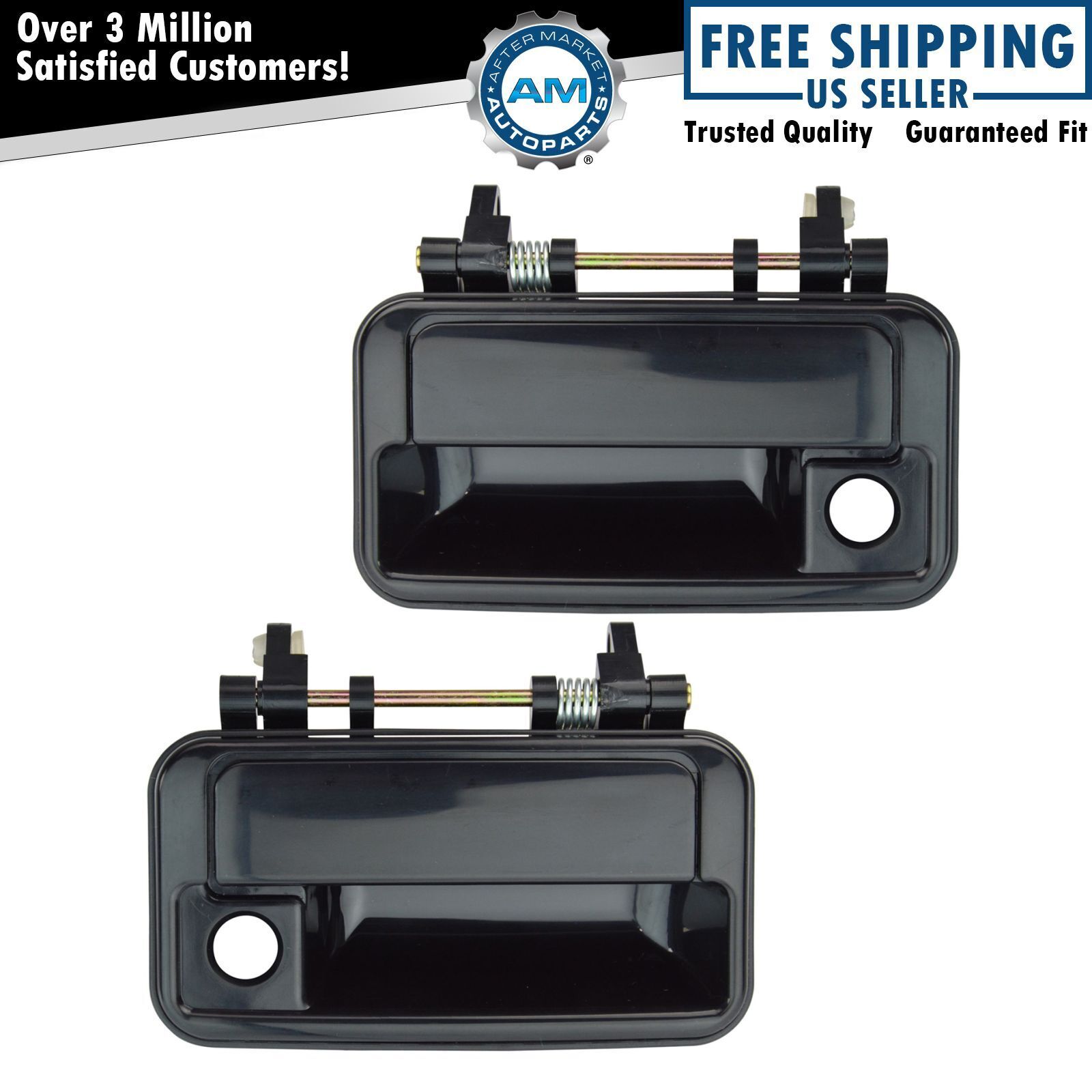 Front Outside Exterior Door Handles Black Left & Right Pair Set for Chevy Geo
