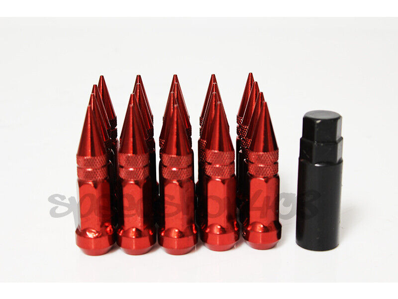 Z RACING L80 RED STEEL SPIKE STYLE 12X1.5MM CLOSED ENDED LUG NUTS KEY
