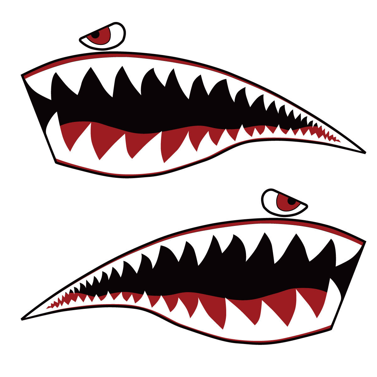 Warhawk Sticker Decal Vinyl Flying Tiger Shark Teeth Fighter Jet Bite War Hawk