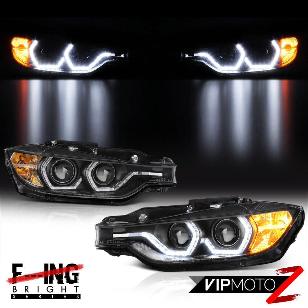 {F80 M3 STYLE} For 12-15 BMW F30 4DR 328i 335i Dual LED Halo Projector Headlight